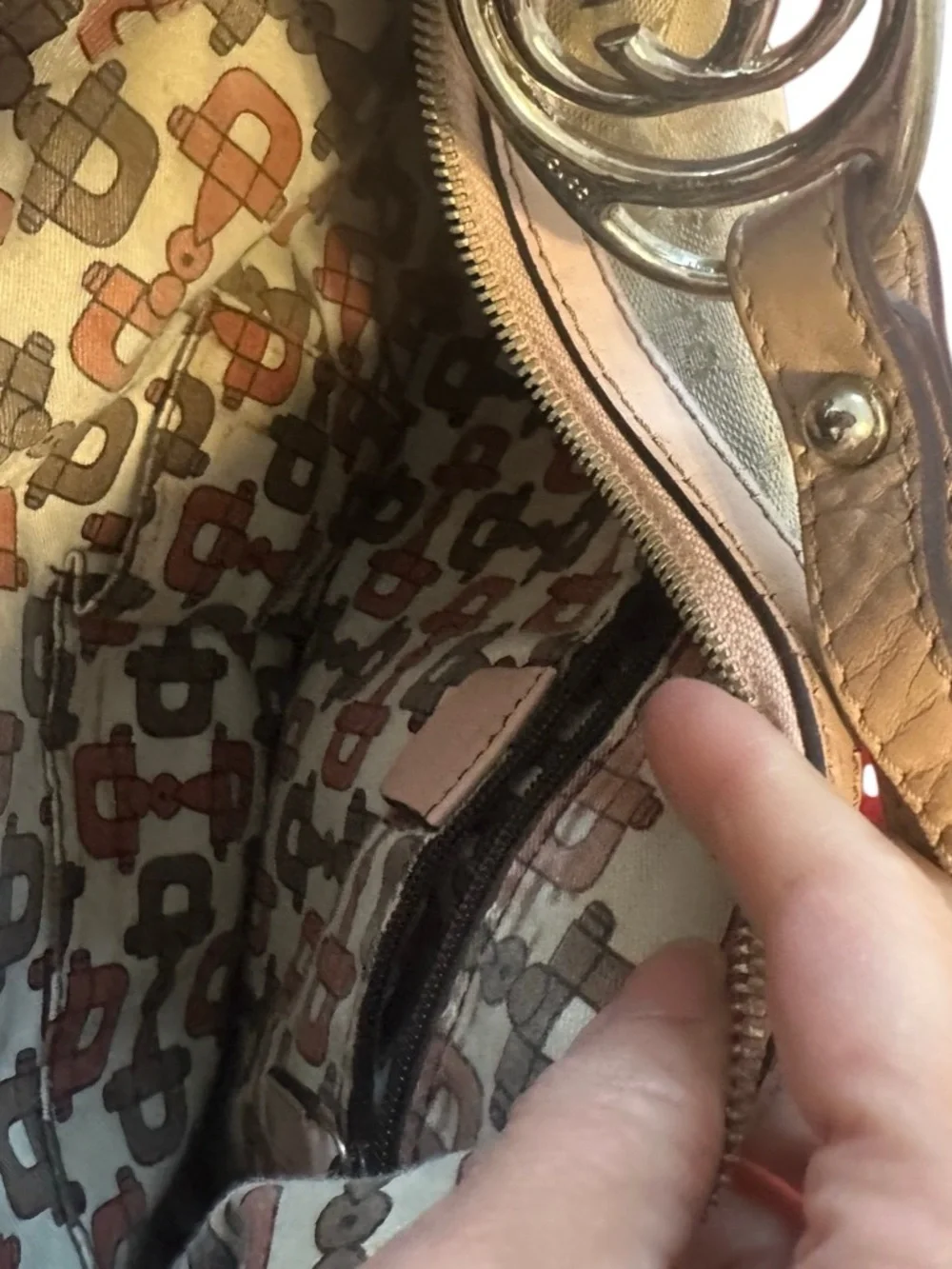 Gucci Beige GG Canvas Hobo with Light Pink Trim